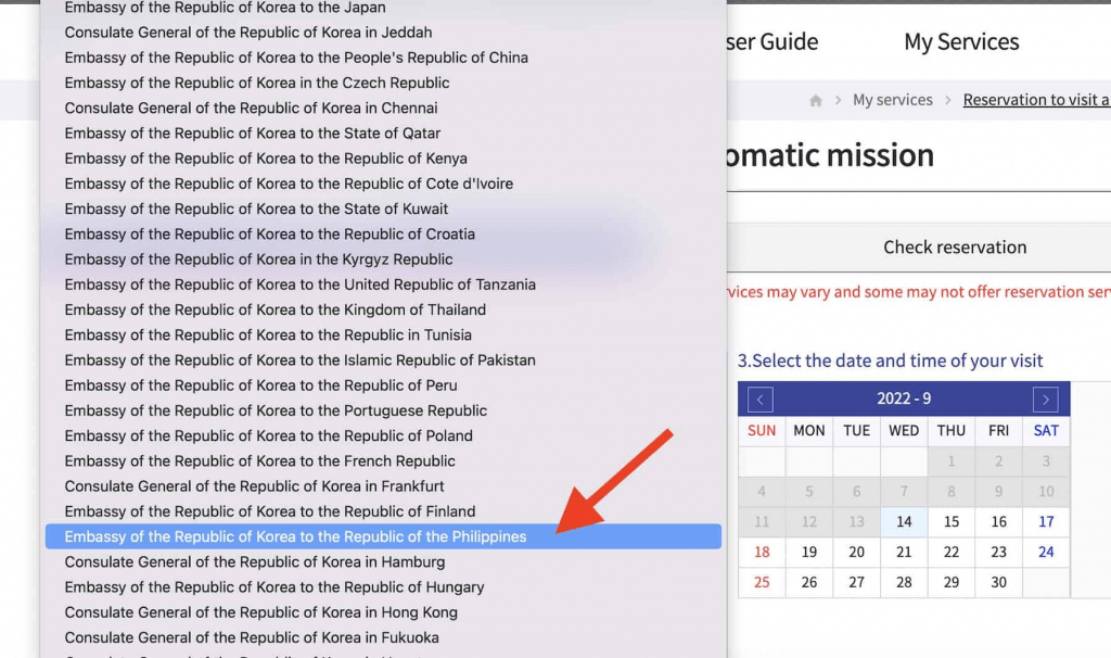 Choose the Embassy of the Republic of Korea to the Republic of the Philippines