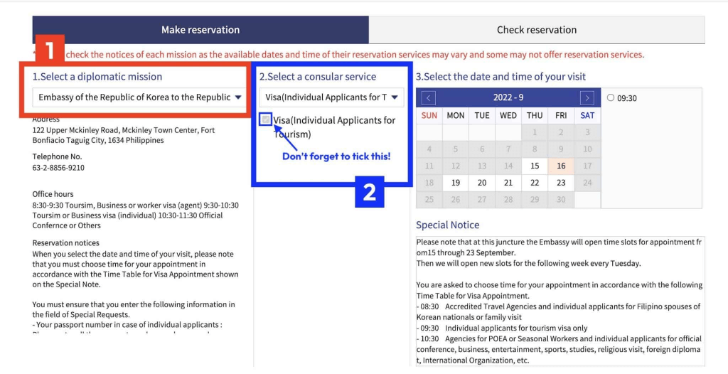 Select the visa application type