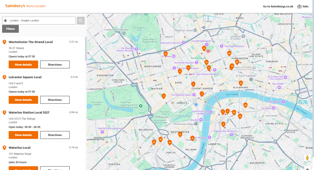 sainsbury's store locator