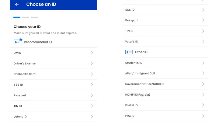 choose an id for gcash account verification