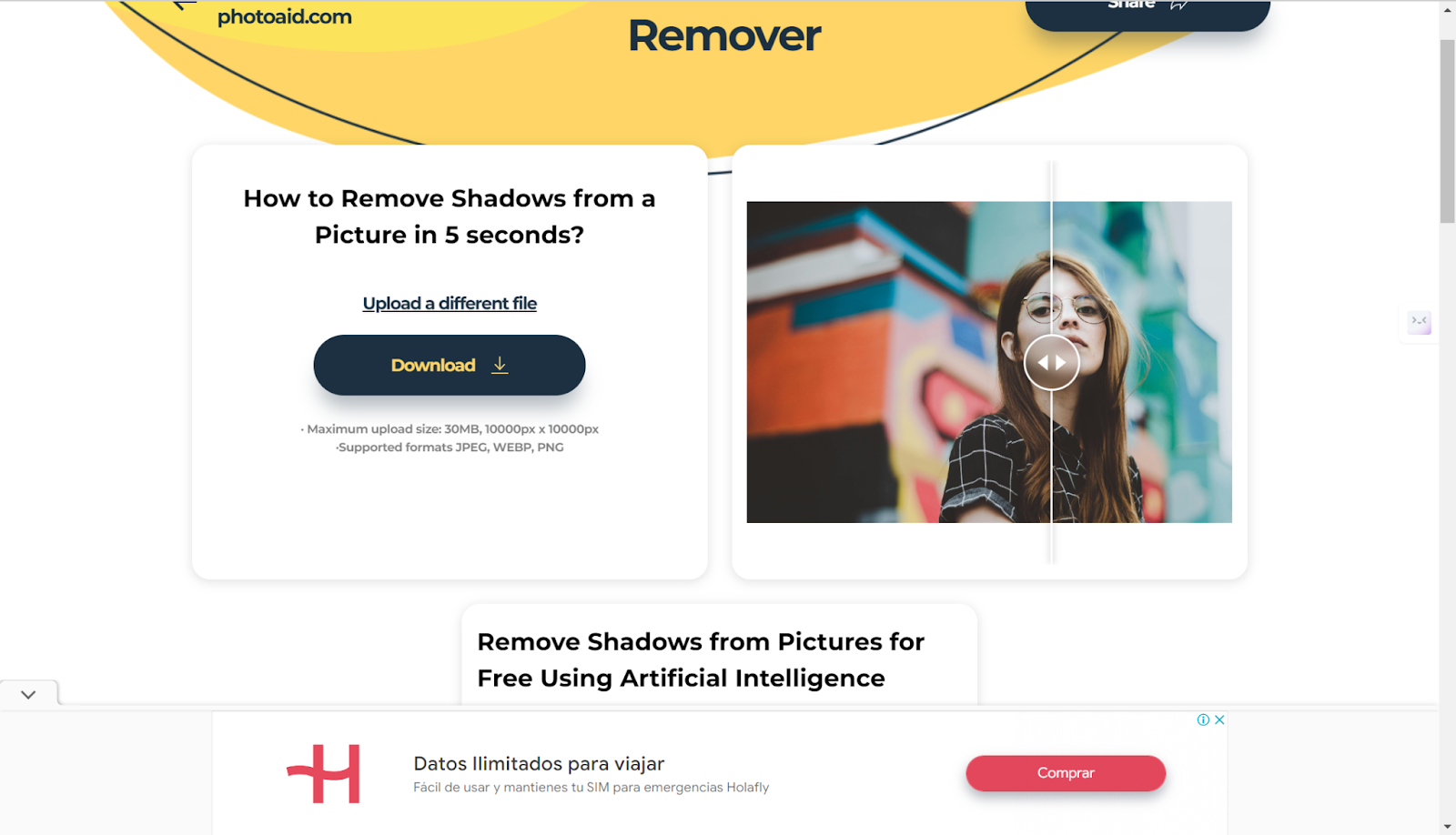 remove shadow on photoaid