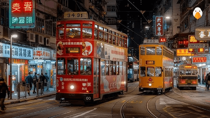 hong kong street at night