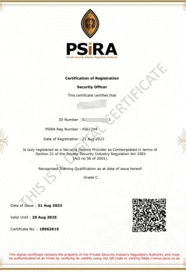 psira certificate