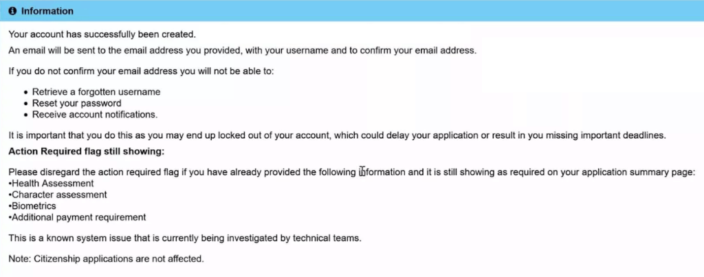 confirm account details on ImmiAccount portal