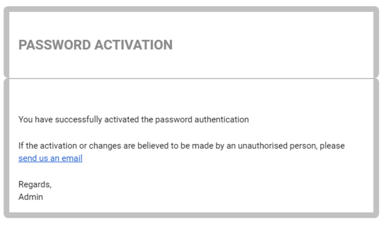 password activation