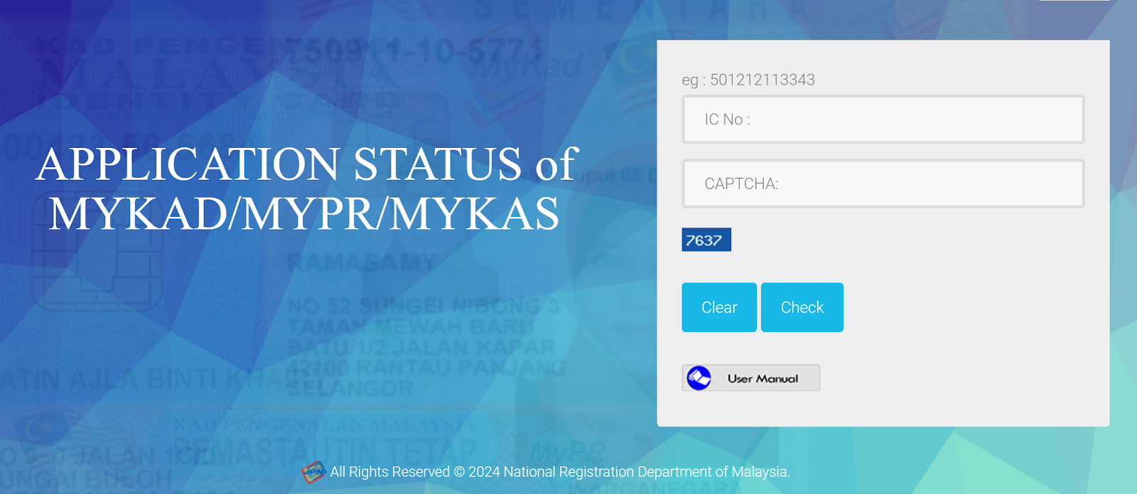 Check MyKad Application Status