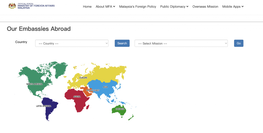 official website of the Ministry of Foreign Affairs, Malaysia