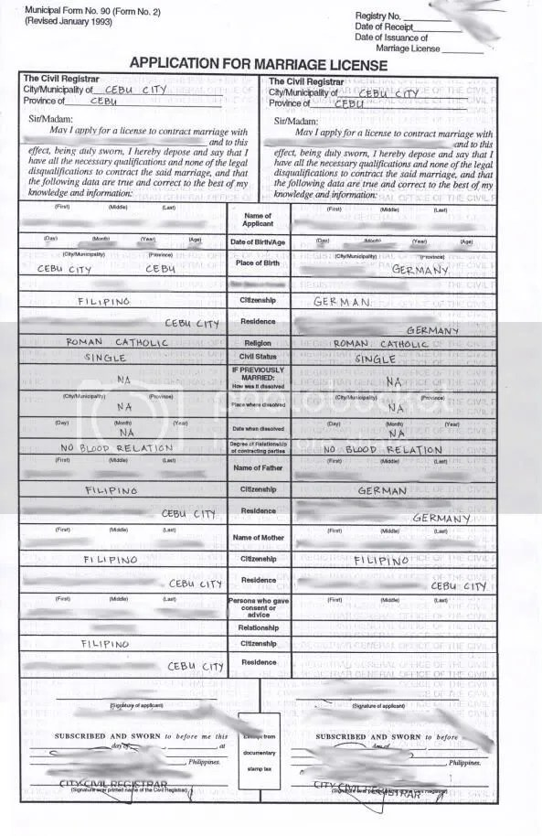 Philippine Marriage License