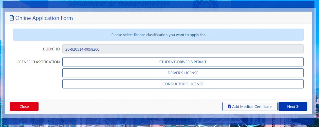 "Licensing" section on LTMS portal