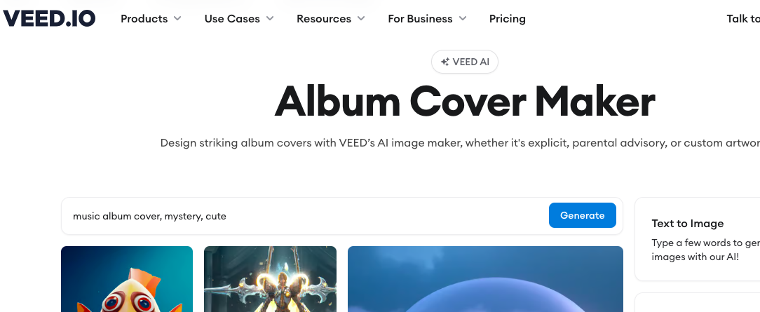 Veed.io album cover maker