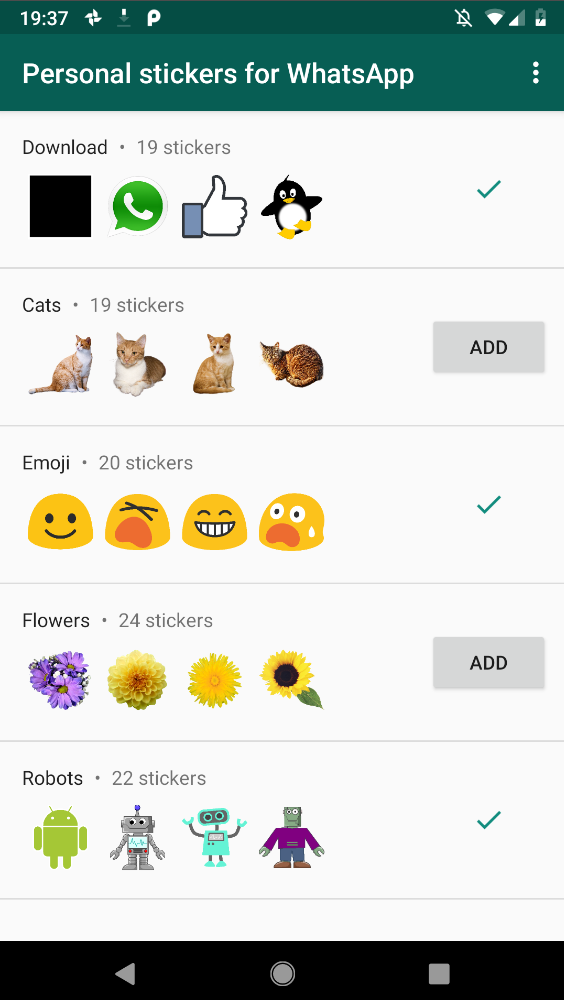 click on the ADD button to add those stickers to WhatsApp