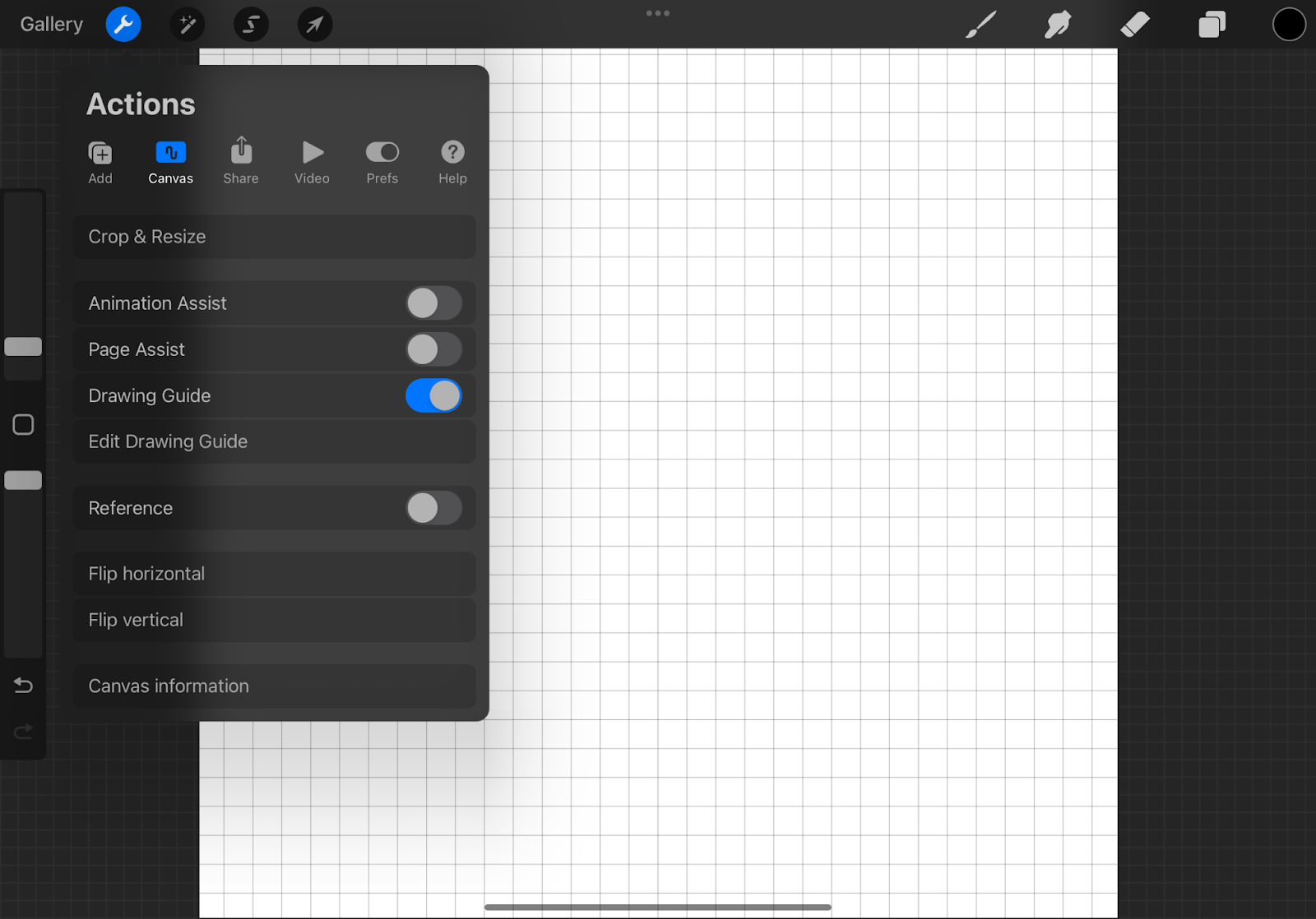 "Edit Drawing Guide" and check "Grid"