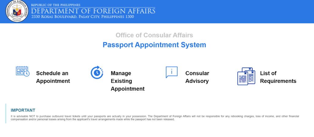 philippine passport appointment system