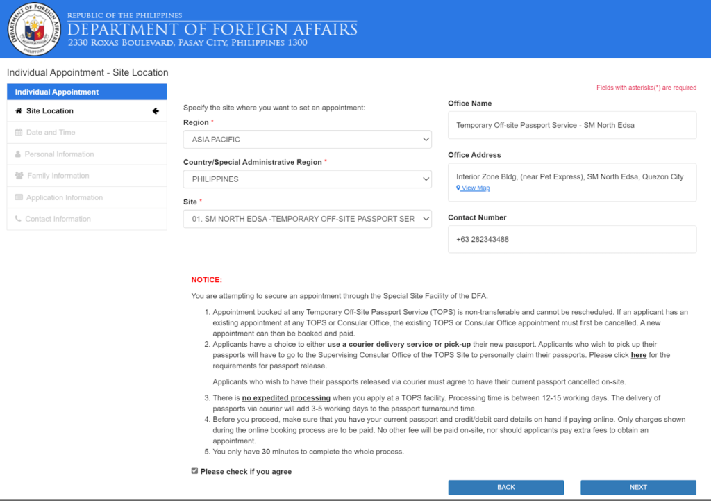 philippine passport appointment system notice