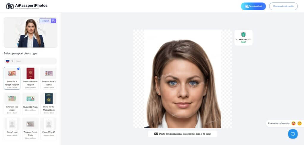 resize russian passport photos online