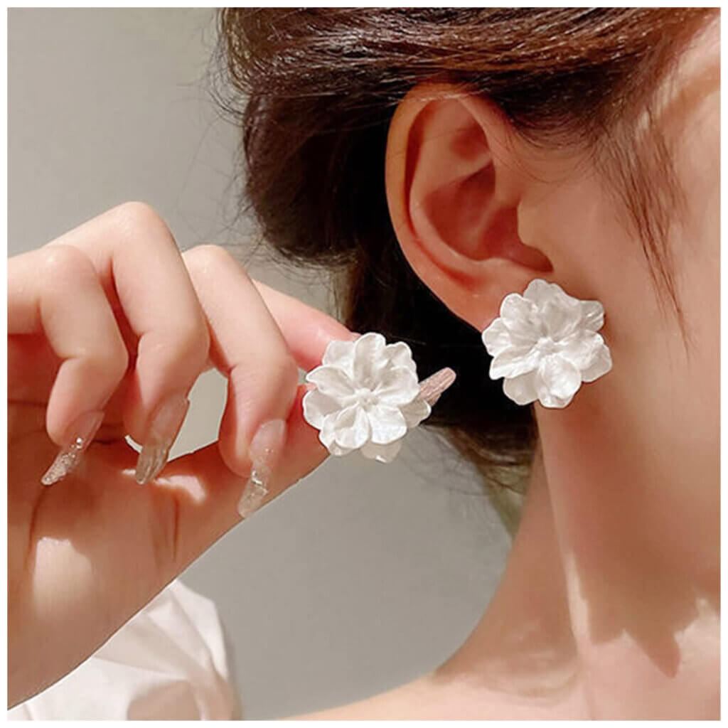 white earrings