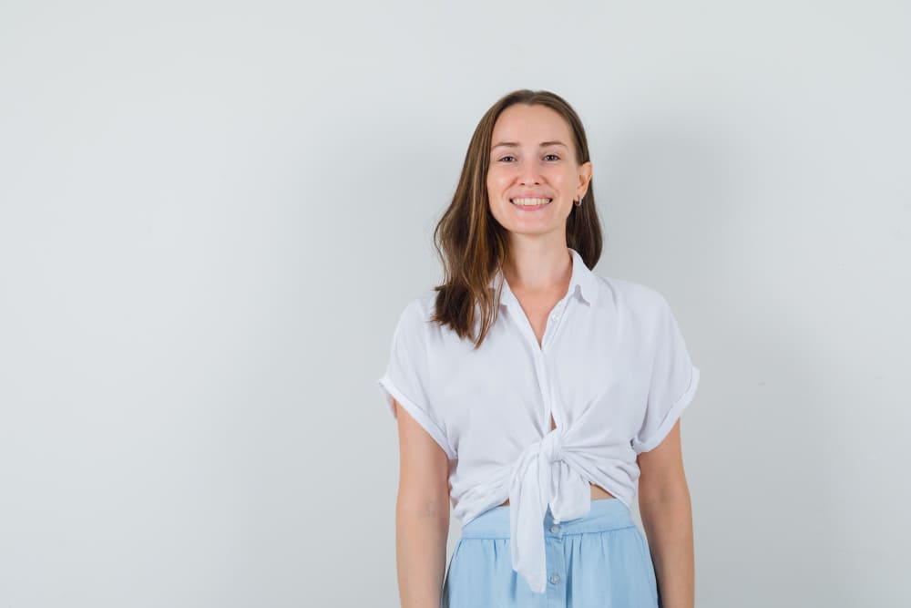 woman in white shirt