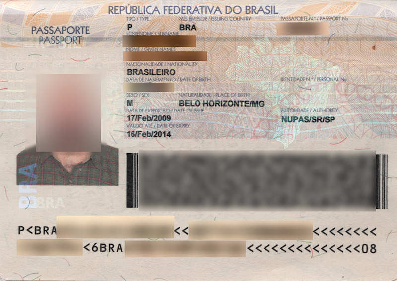 Brazil passport inside