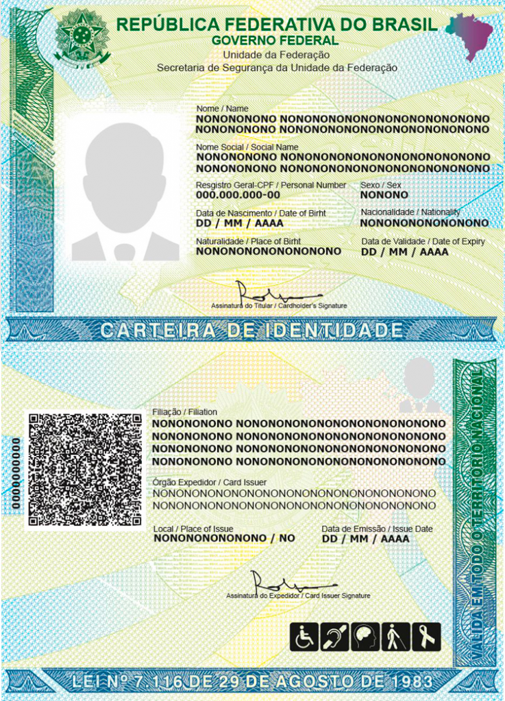 Brazil National ID Front and Back Side