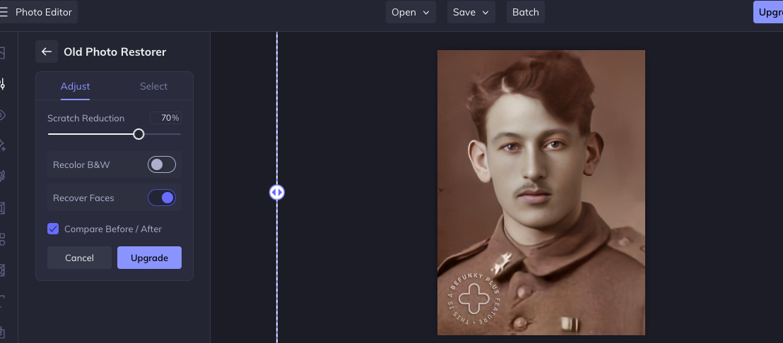 Befunky old photo restorer