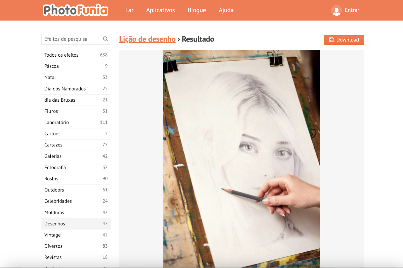 Turns Photos into Pencil Drawings on Photofunia