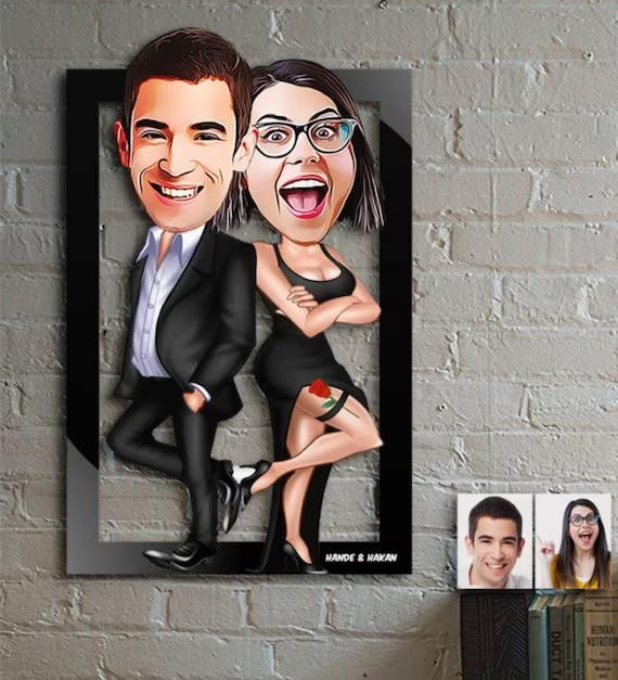 couple photo to cartoon decoration