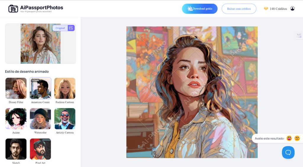 transformar fotos em caricaturas usando aipassportphotos